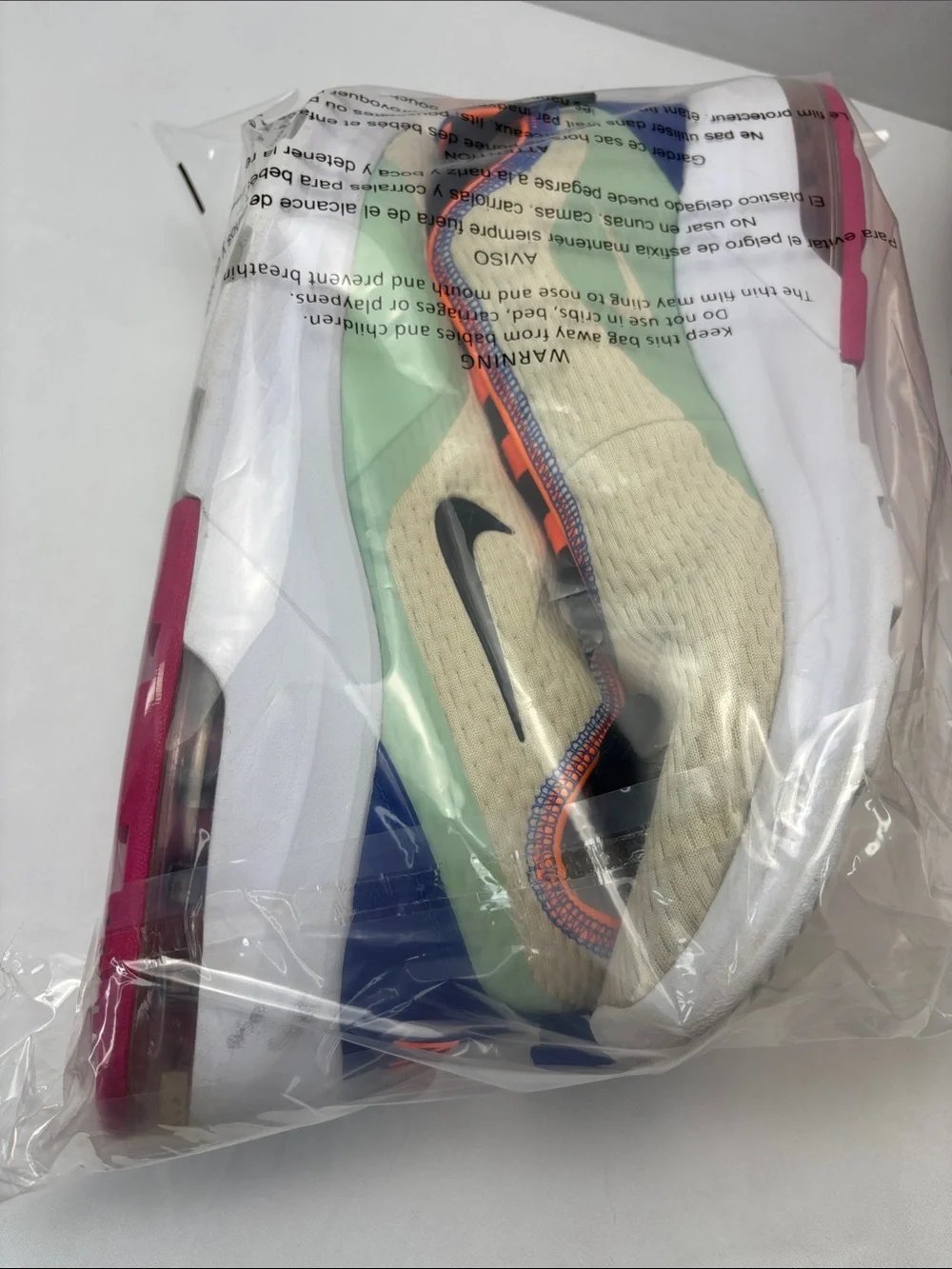 Nike Womens 10 Cream Sneakers with Pink, Orange & Mint Accents #702